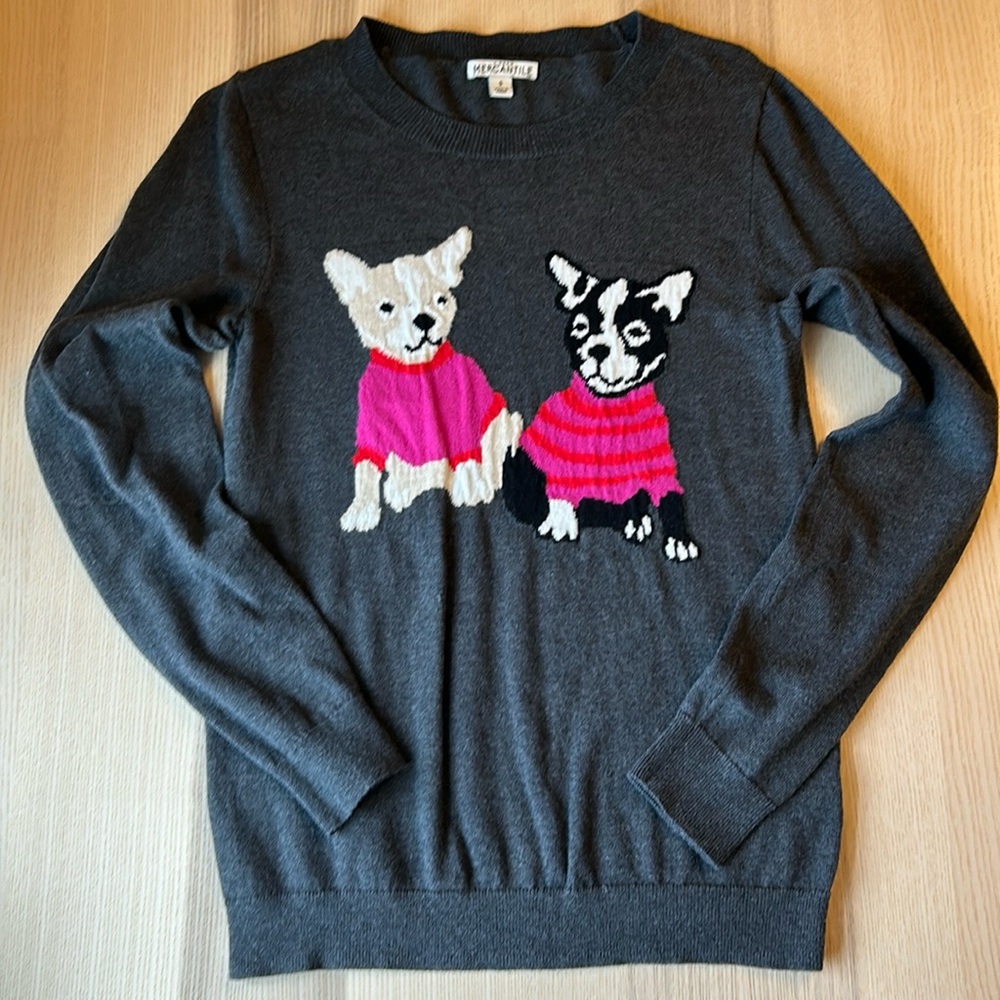Adorable J.Crew Dark Gray Dog Sweater
